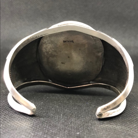 Native American Navajo large ónix cuff bracelet - Picture 4 of 8